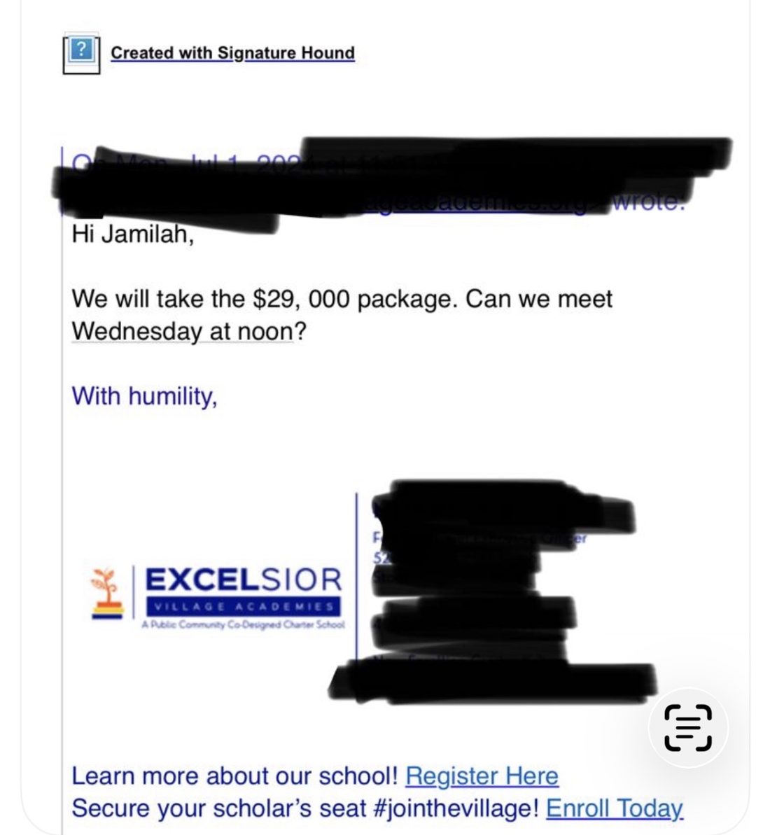 A district accepting a package